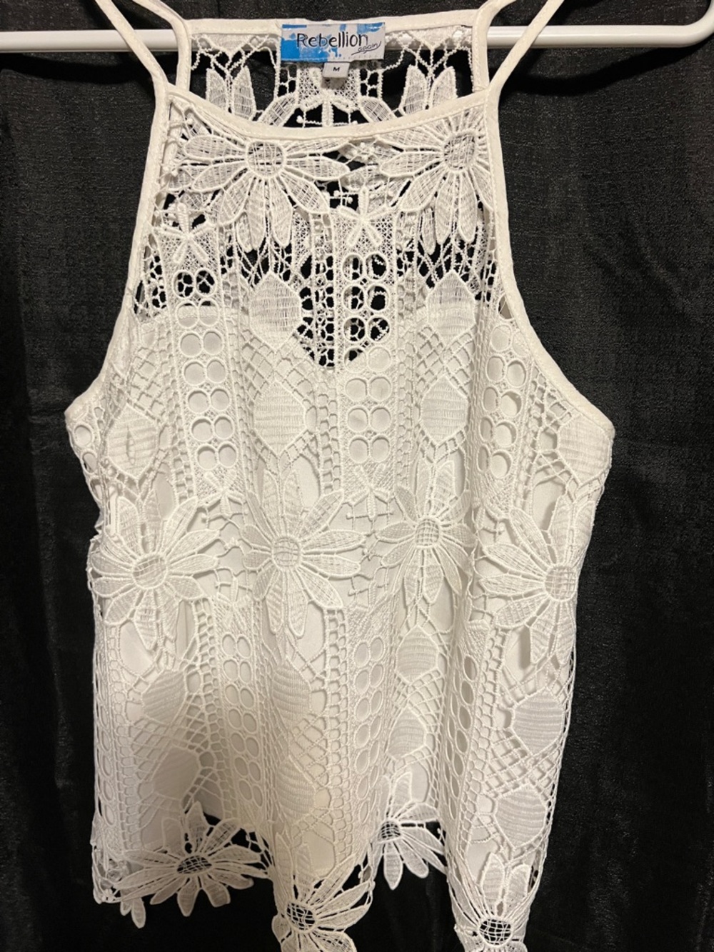 Rebellion White Crochet Halter Camisole